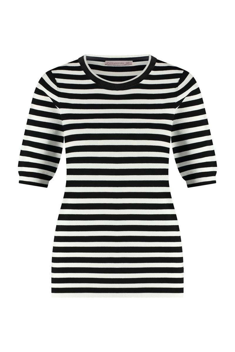 Studio Anneloes Studio Anneloes Trui Luna stripe short Zwart 1