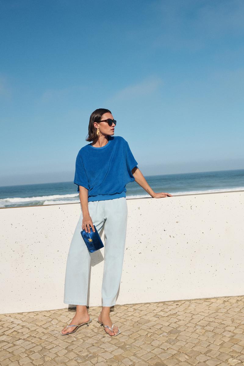 By-Bar T-Shirt Nuki Slub Top Blauw 1