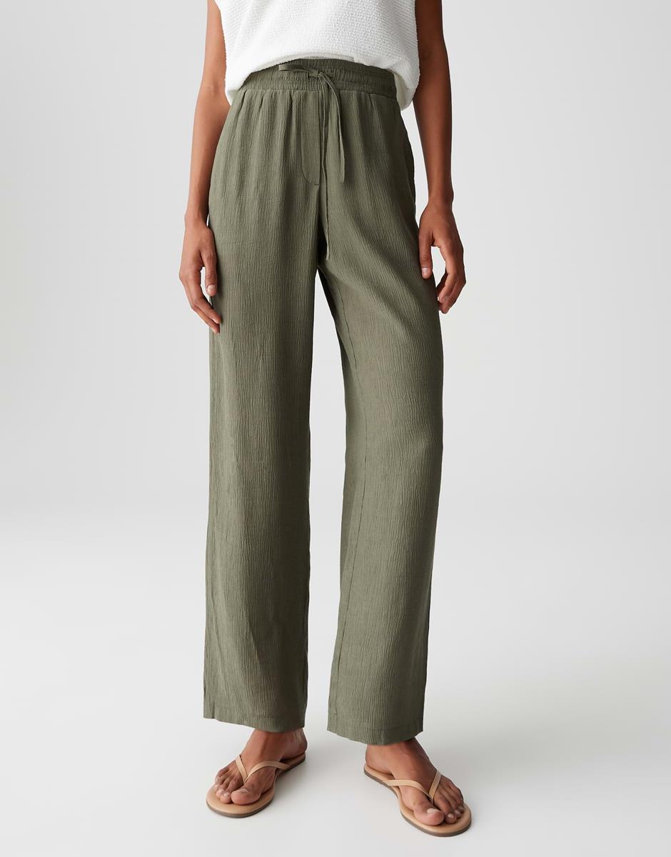 OPUS Pantalon Marou Crinkle Groen 1