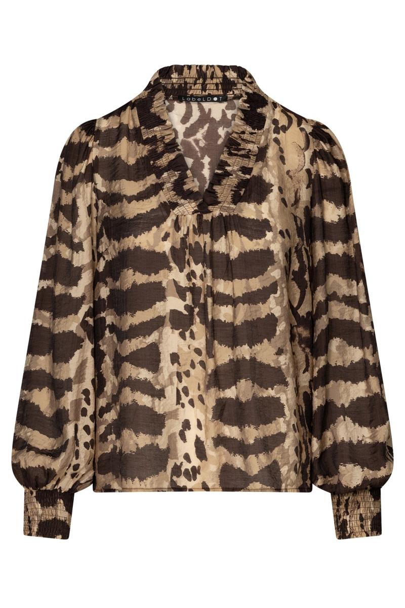 Label DOT Blouse Anika Bruin 2