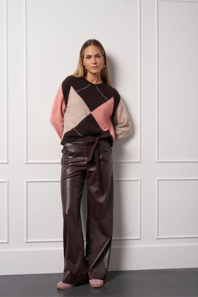 Studio Anneloes Pantalon Lexie faux leathe Bruin 2