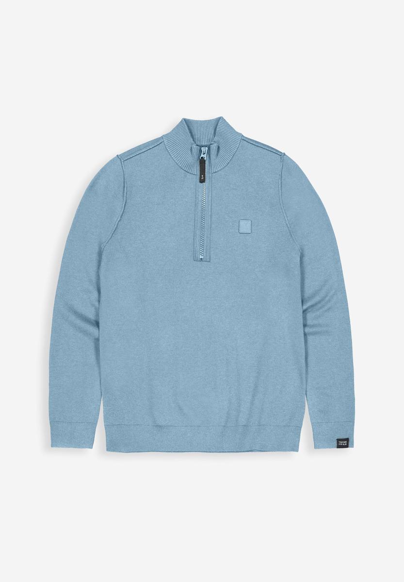 Butcher of Blue Trui Clifden Halfzip Blauw 1