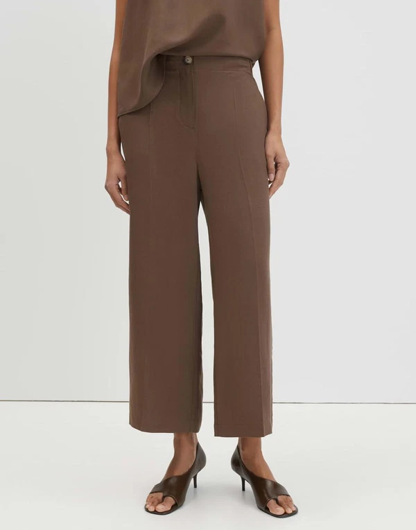 SOMEDAY Pantalon Celino Cropped Linen Bruin 1