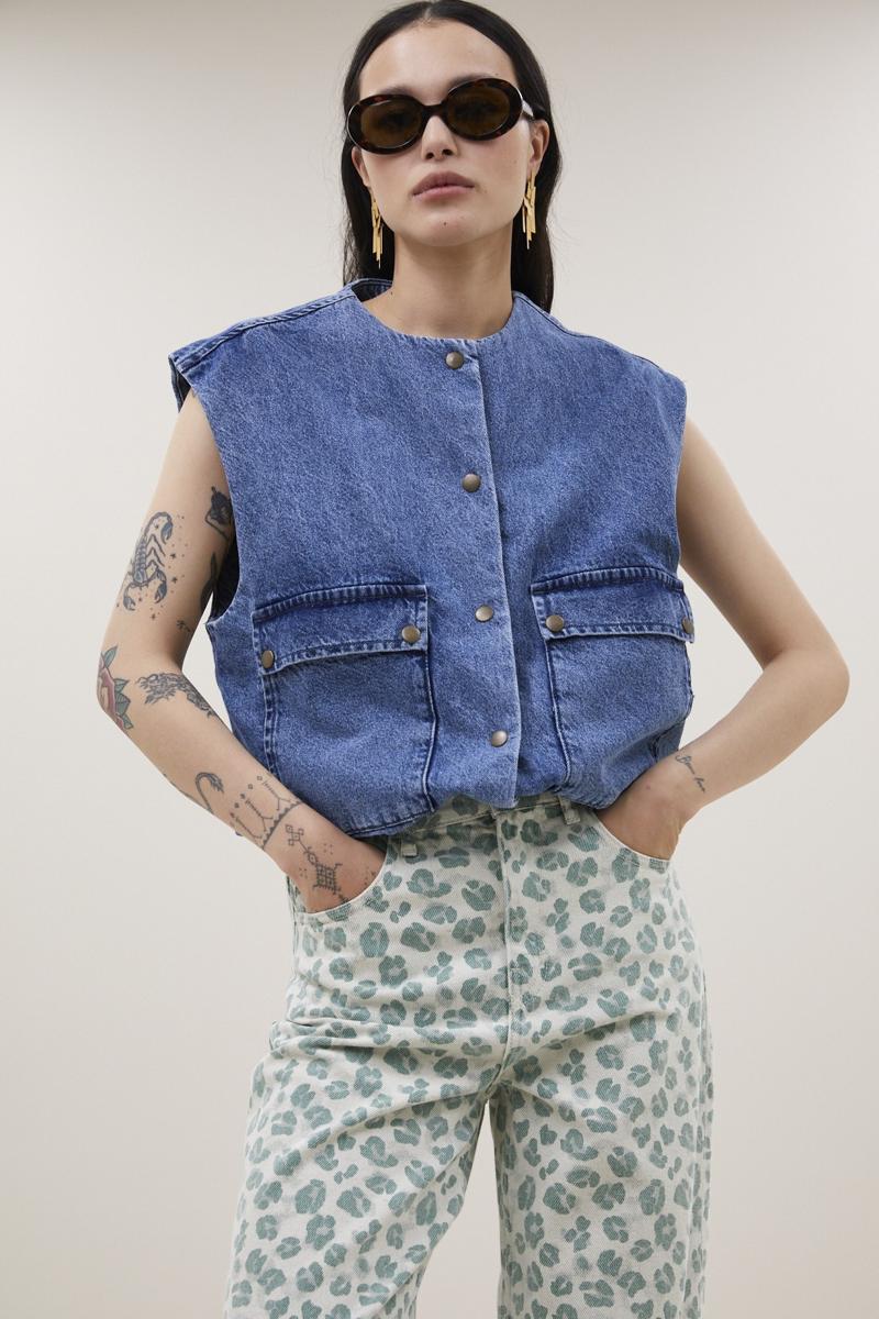 By-Bar Gilet Maggie Sleeveless Blauw 1