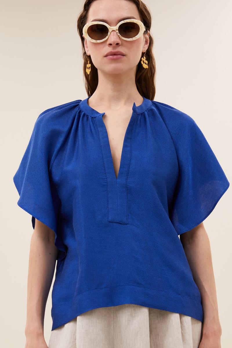 By-Bar Blouse Vina Gloss Blouse Blauw 4