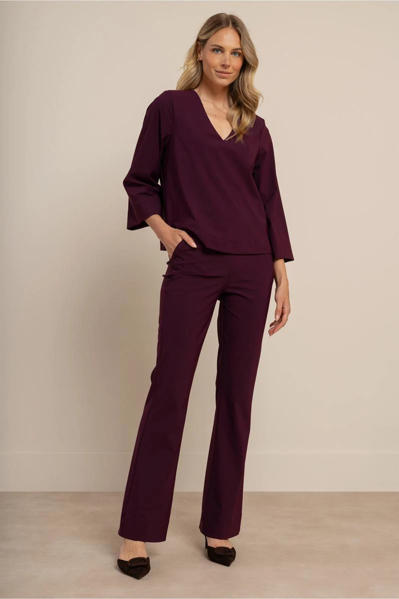 Studio Anneloes Pantalon Flair bonded trou Paars 4