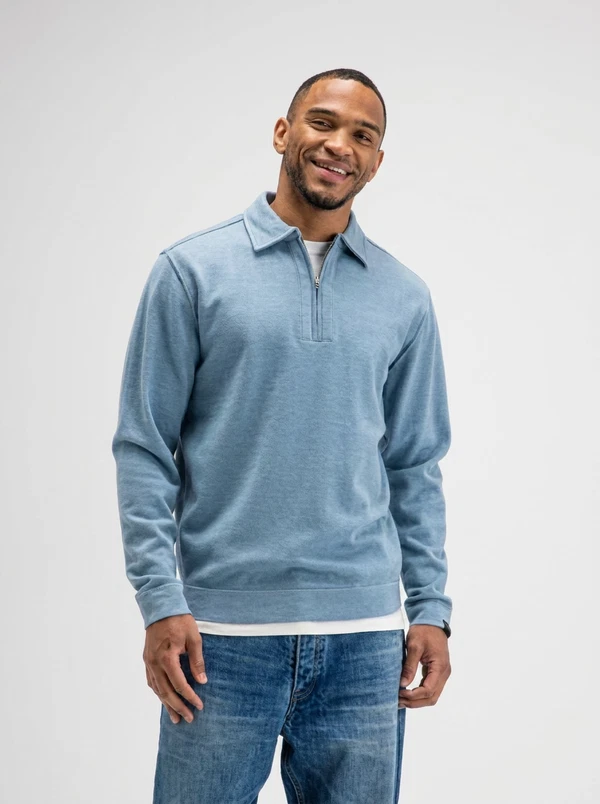 Butcher of Blue Trui Clifen Zip Blauw 1