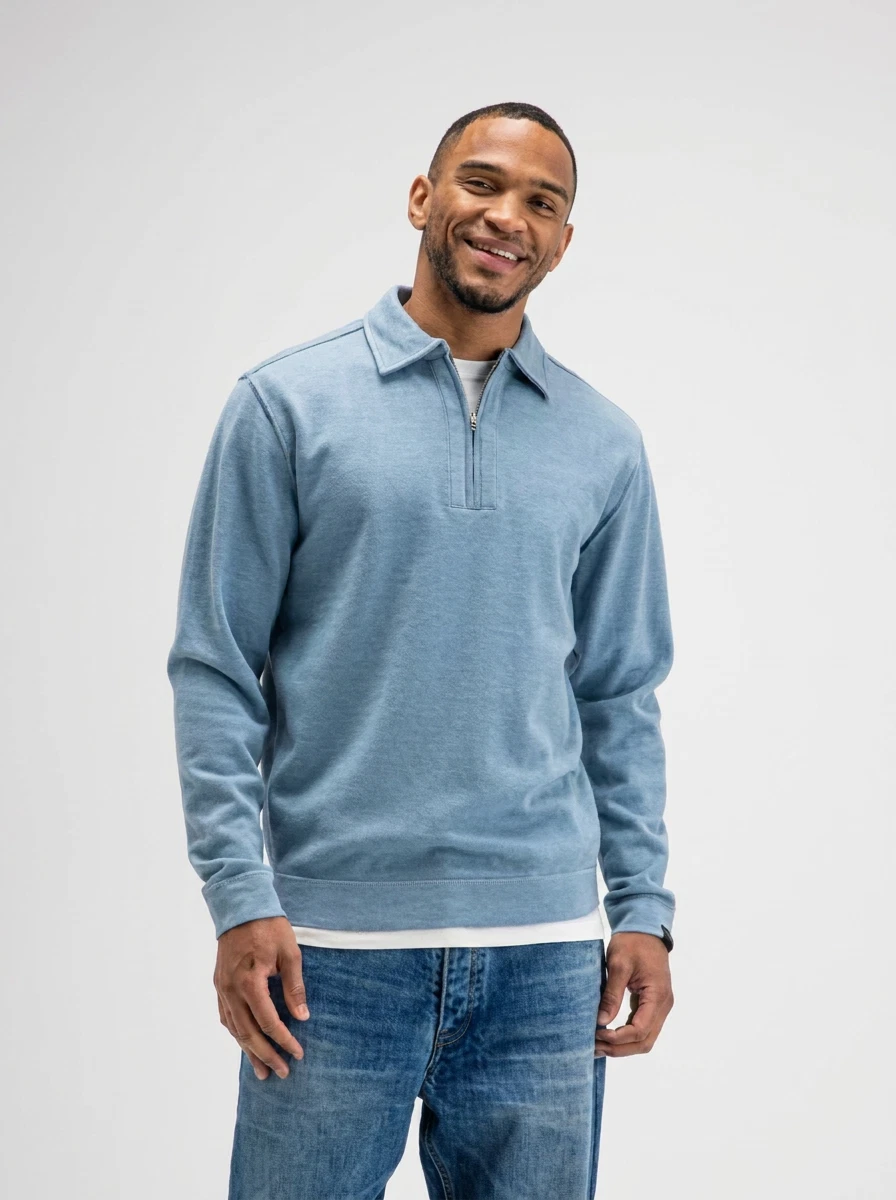Butcher of Blue Trui Clifen Zip Blauw 1