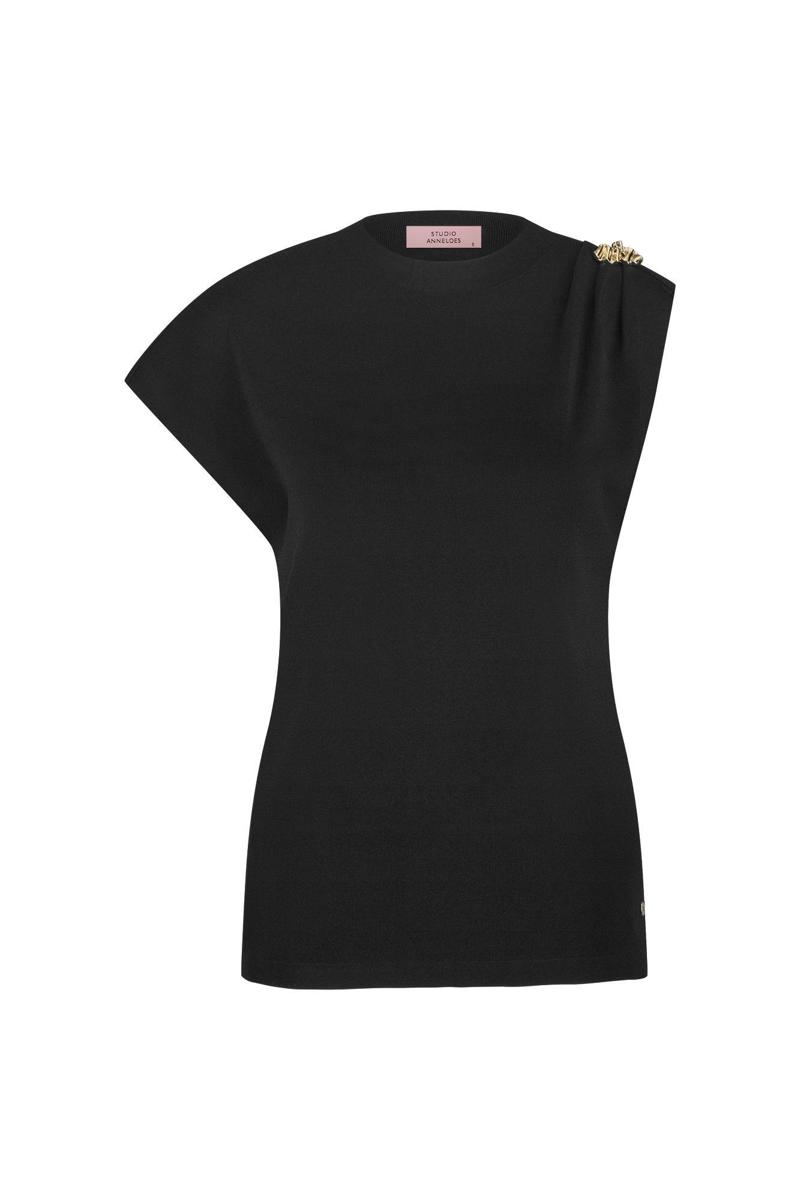 Studio Anneloes Blouse Fanny button top Zwart 2