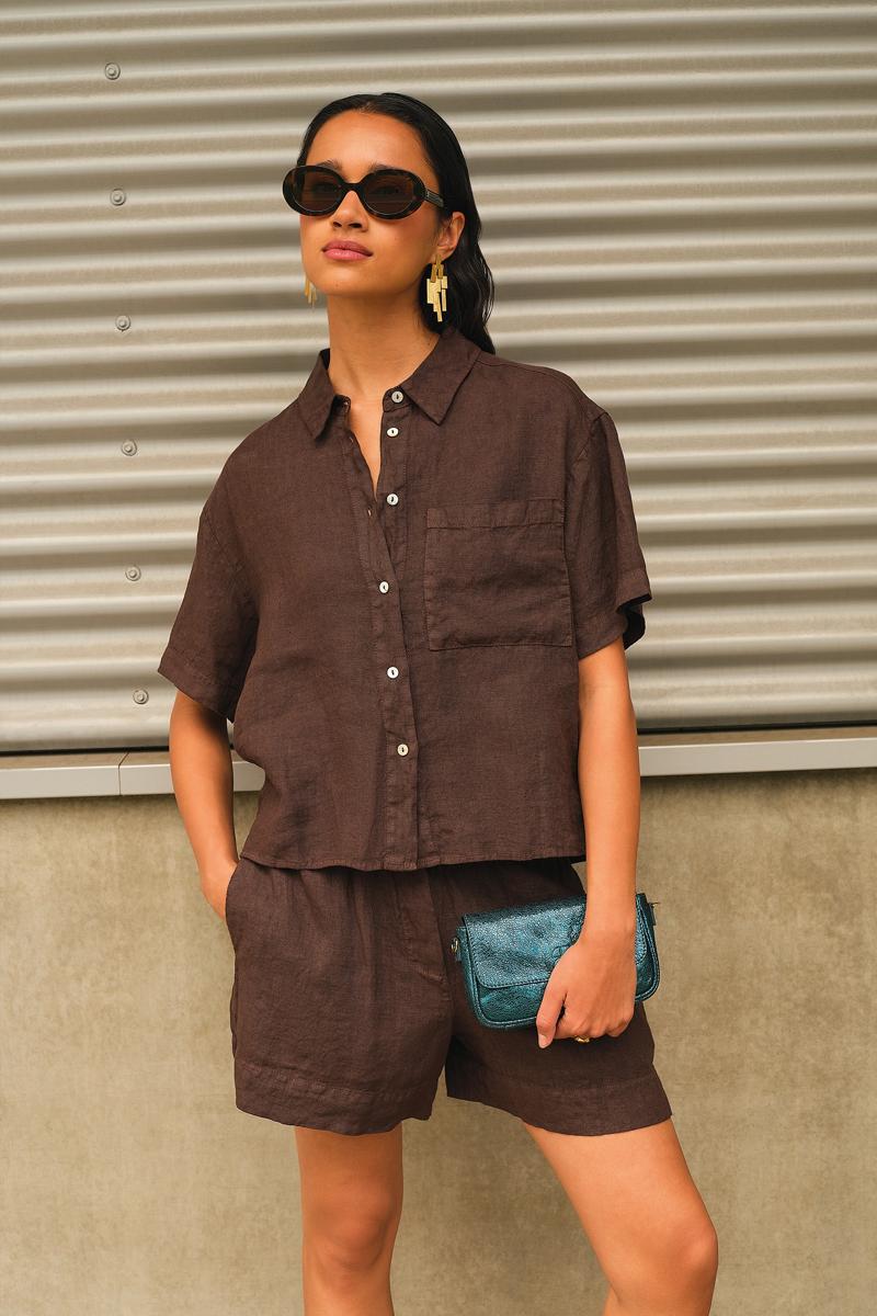 By-Bar Short Lio Linen Bruin 5