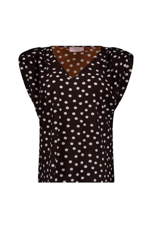 Studio Anneloes Blouse Leone dot vneck t Bruin 1