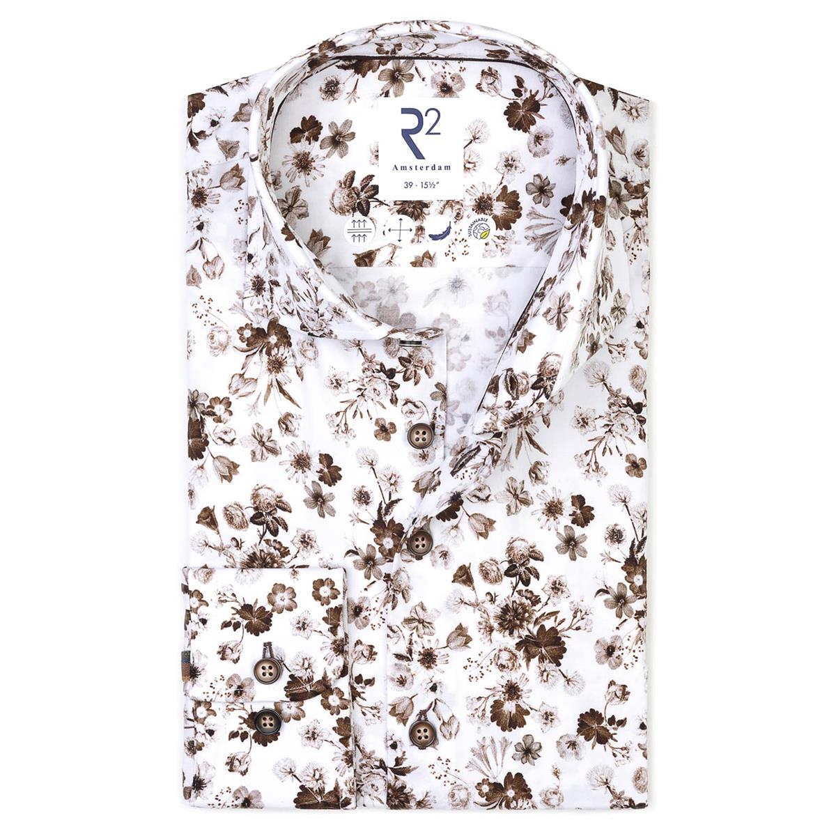 R2 Amsterdam Overhemd 130.WSP.071 Bruin 1