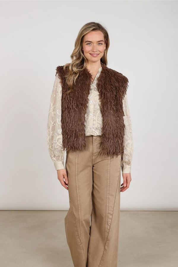 NUKUS Gilet Mila Taupe 1