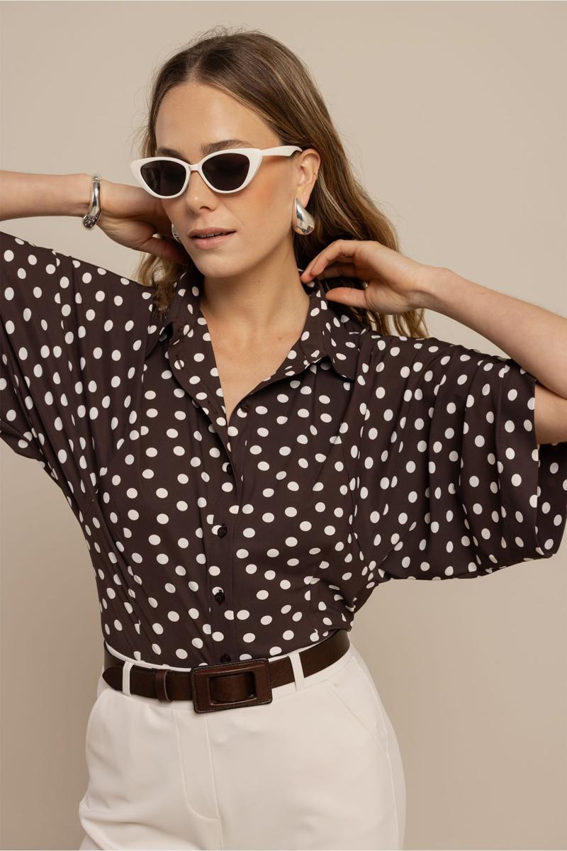 Studio Anneloes Blouse Fabienne dot blou Bruin 4