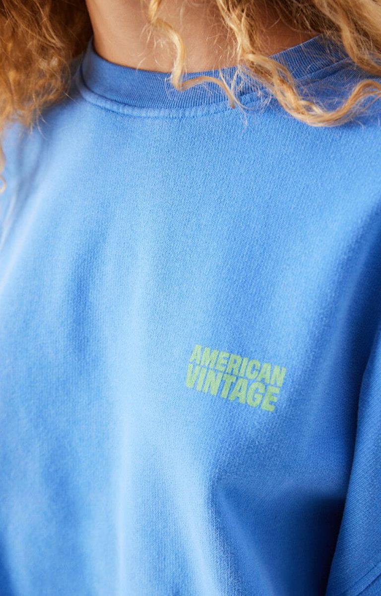 American Vintage Sweater Plizzy Blauw 4