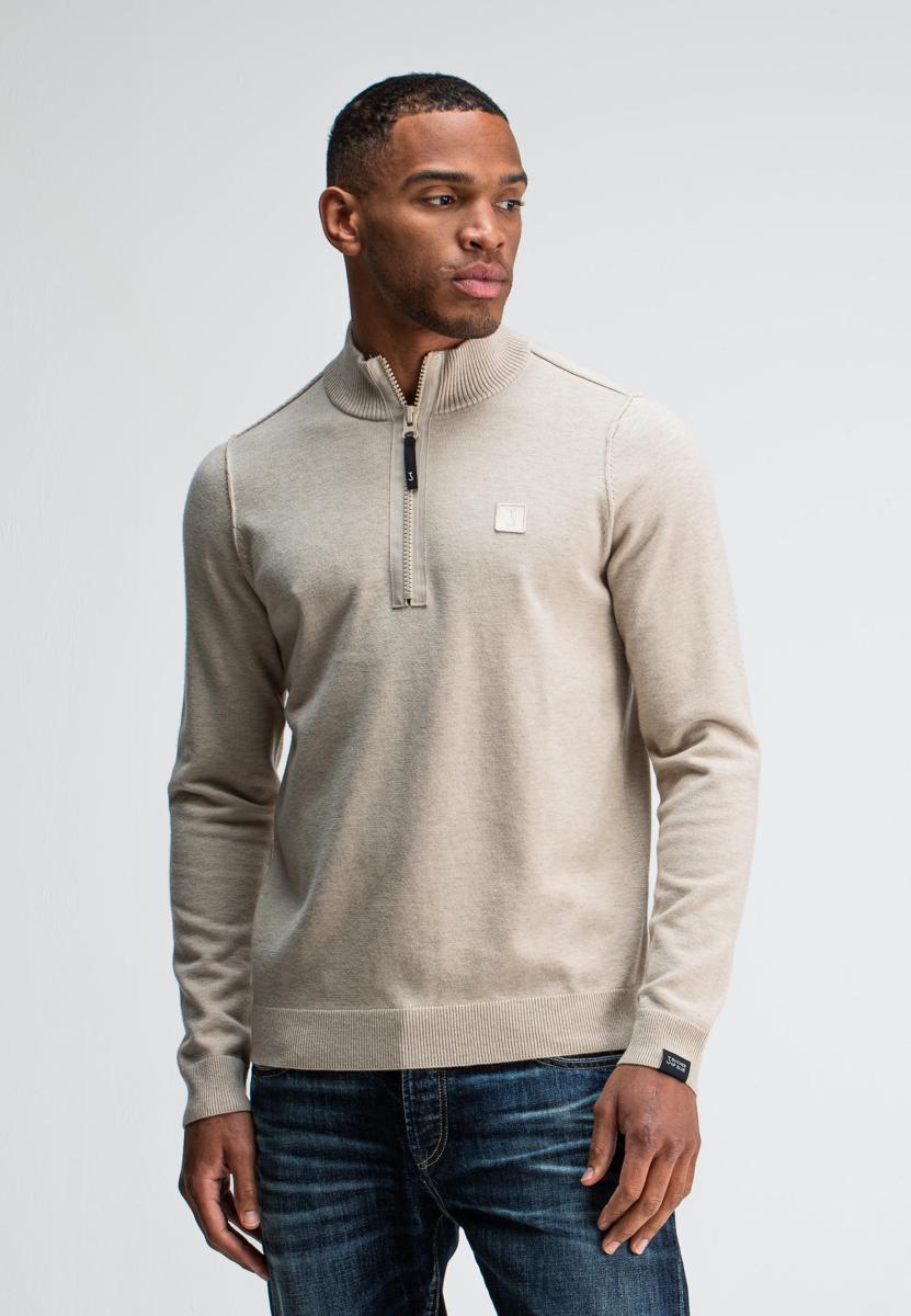 Butcher of Blue Trui Clifden Halfzip Beige 1
