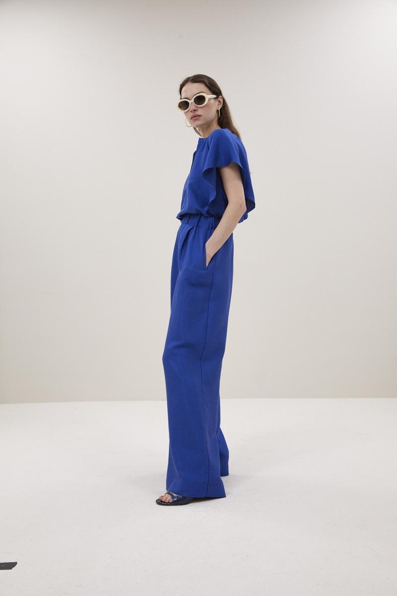 By-Bar Pantalon Celin Gloss Pant Blauw 3