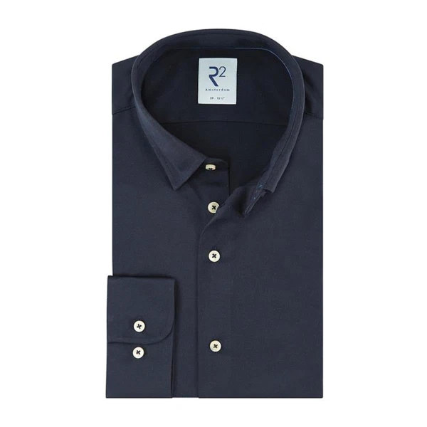 R2 Amsterdam Overhemd NOS.KNIT.003/010 Blauw 1