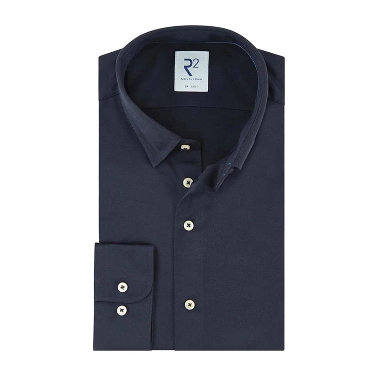 R2 Amsterdam Overhemd NOS.KNIT.003/010 Blauw 1