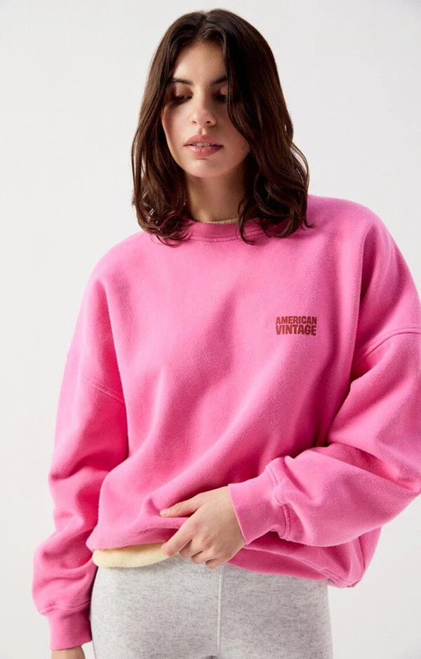 American Vintage Sweater Plizzy Roze 1