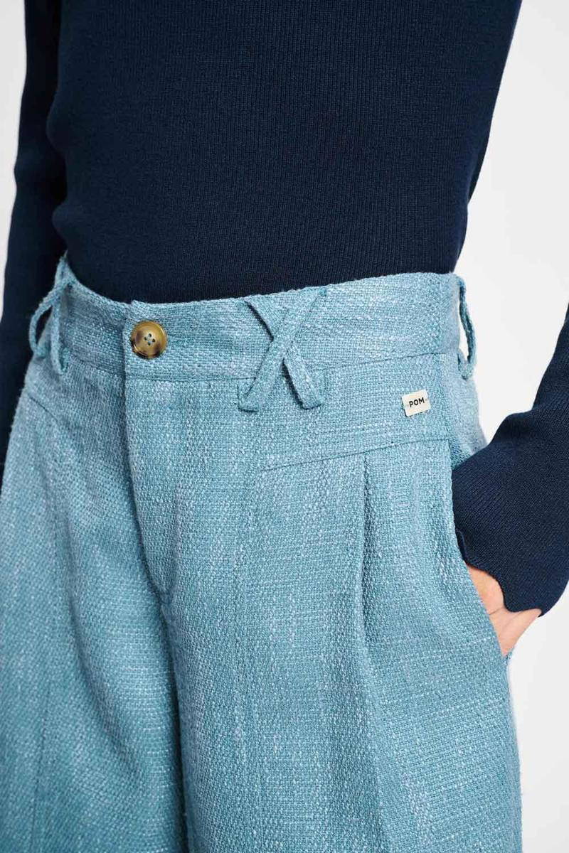POM Amsterdam Pantalon Bouclé Dawn Blue Blauw 5