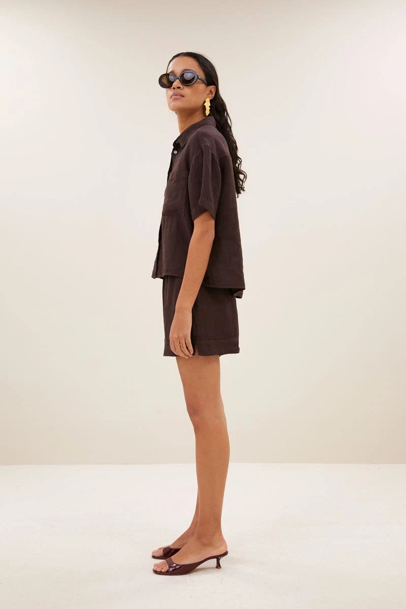 By-Bar Short Lio Linen Bruin 4