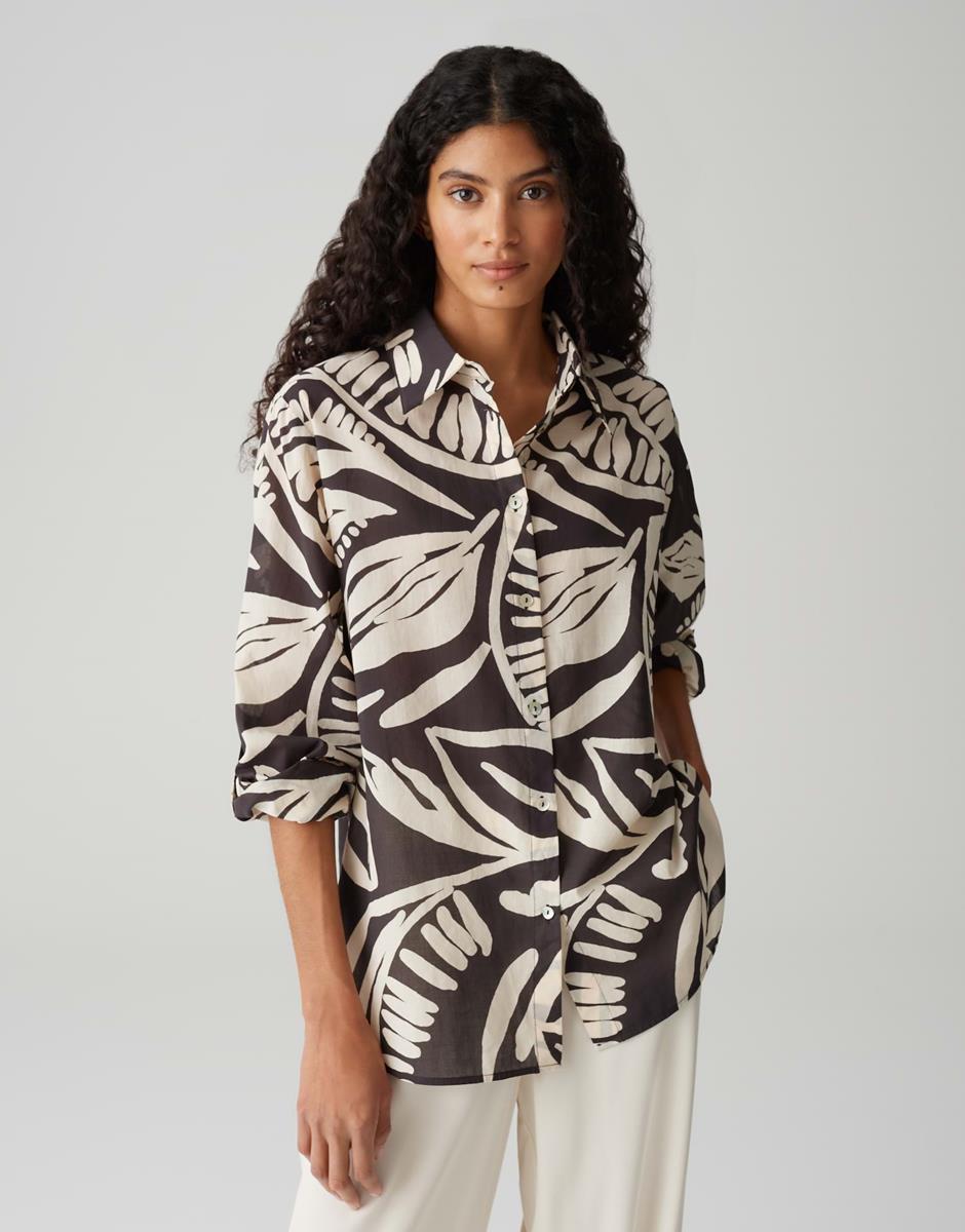 OPUS Blouse Fumine Tropical Bruin 1