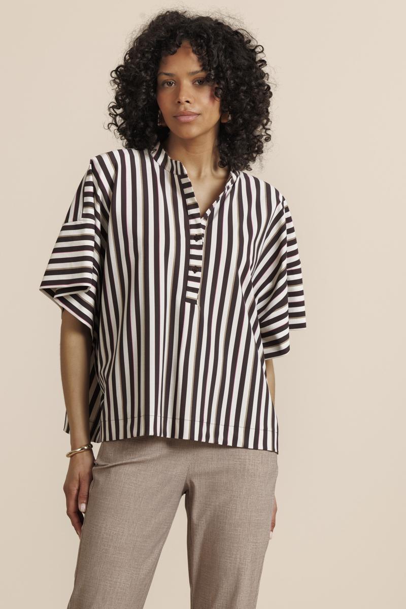 Studio Anneloes Blouse Laureen stripe bl Bruin 4