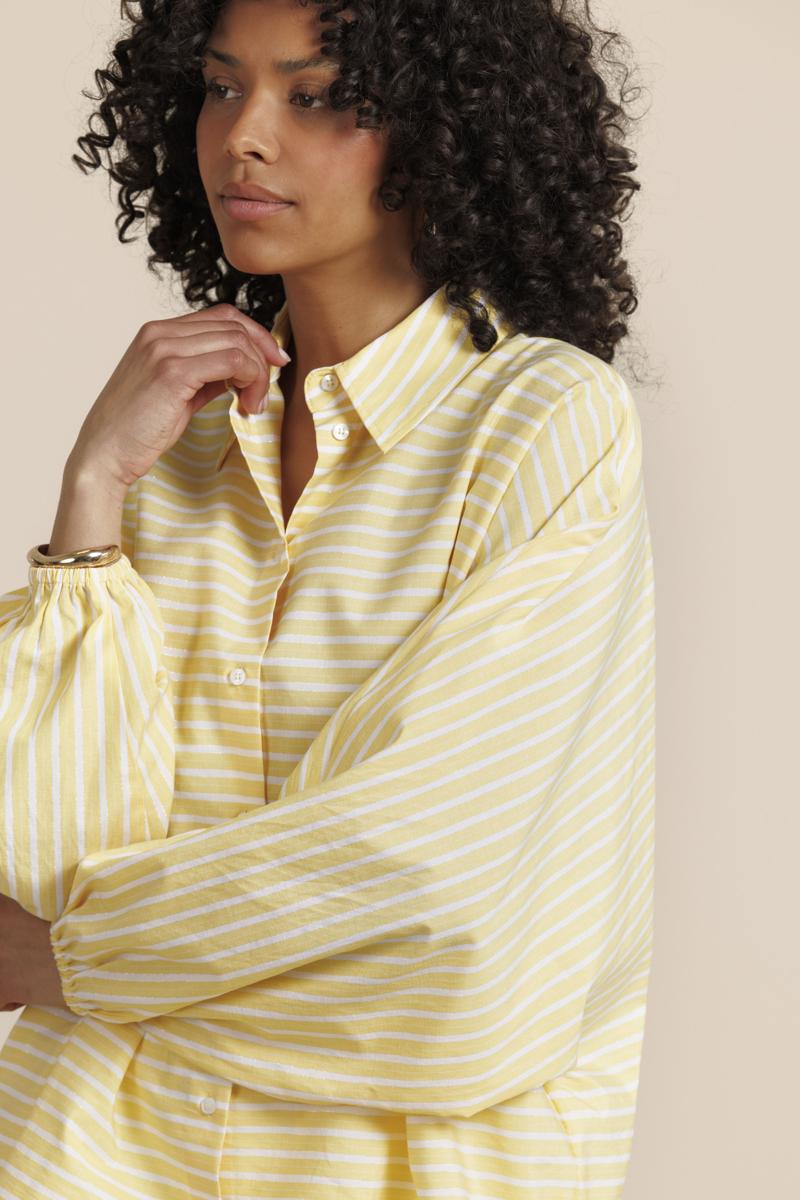 Studio Anneloes Blouse Yuki poplin strip Geel  3