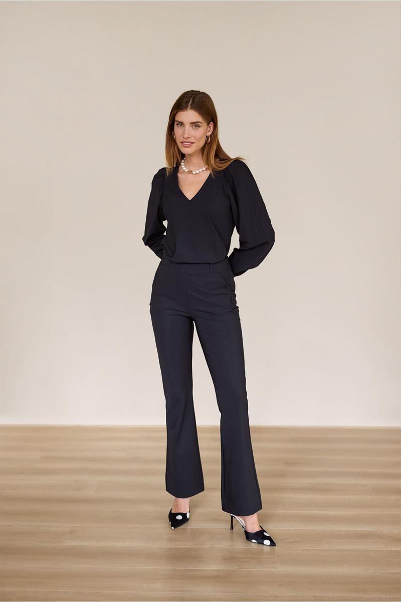 Studio Anneloes Pantalon Flair Bonded Zwart 6