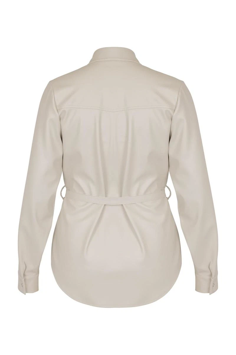 Studio Anneloes Blouse Bodil Faux Leather Off-White 3