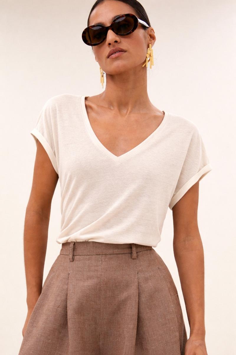 By-Bar T-Shirt Momi Linnen Top Off-White 3