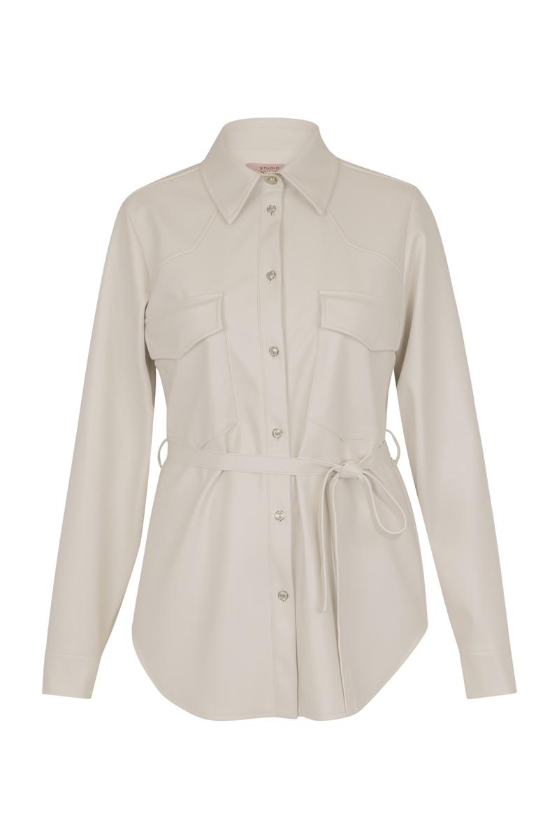 Studio Anneloes Blouse Bodil Faux Leather Off-White 2