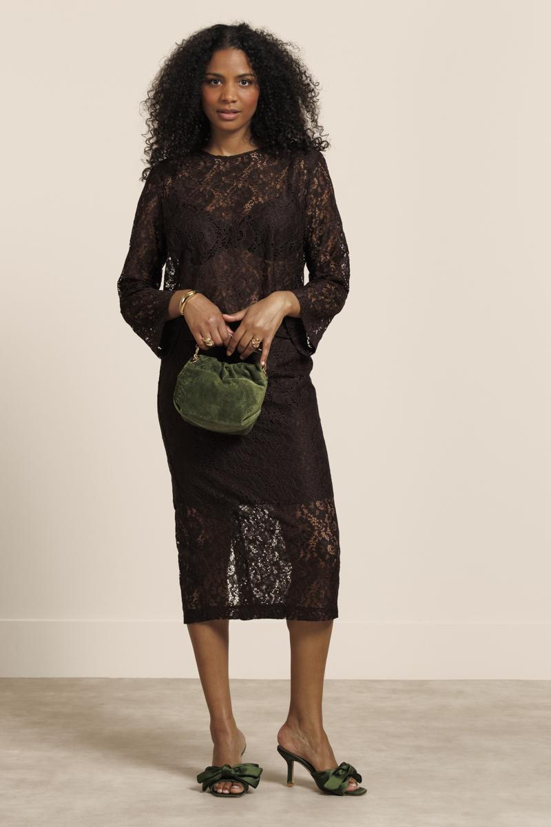 Studio Anneloes Blouse Amaya lace top Bruin 3