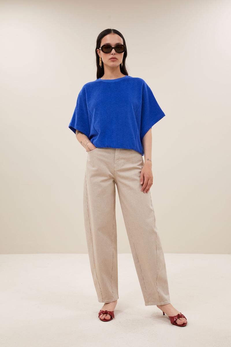 By-Bar T-Shirt Nuki Slub Top Blauw 4
