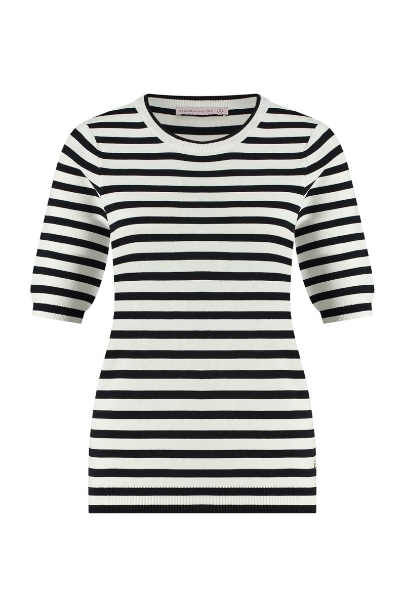 Studio Anneloes Studio Anneloes Trui Luna stripe short Off-White 2