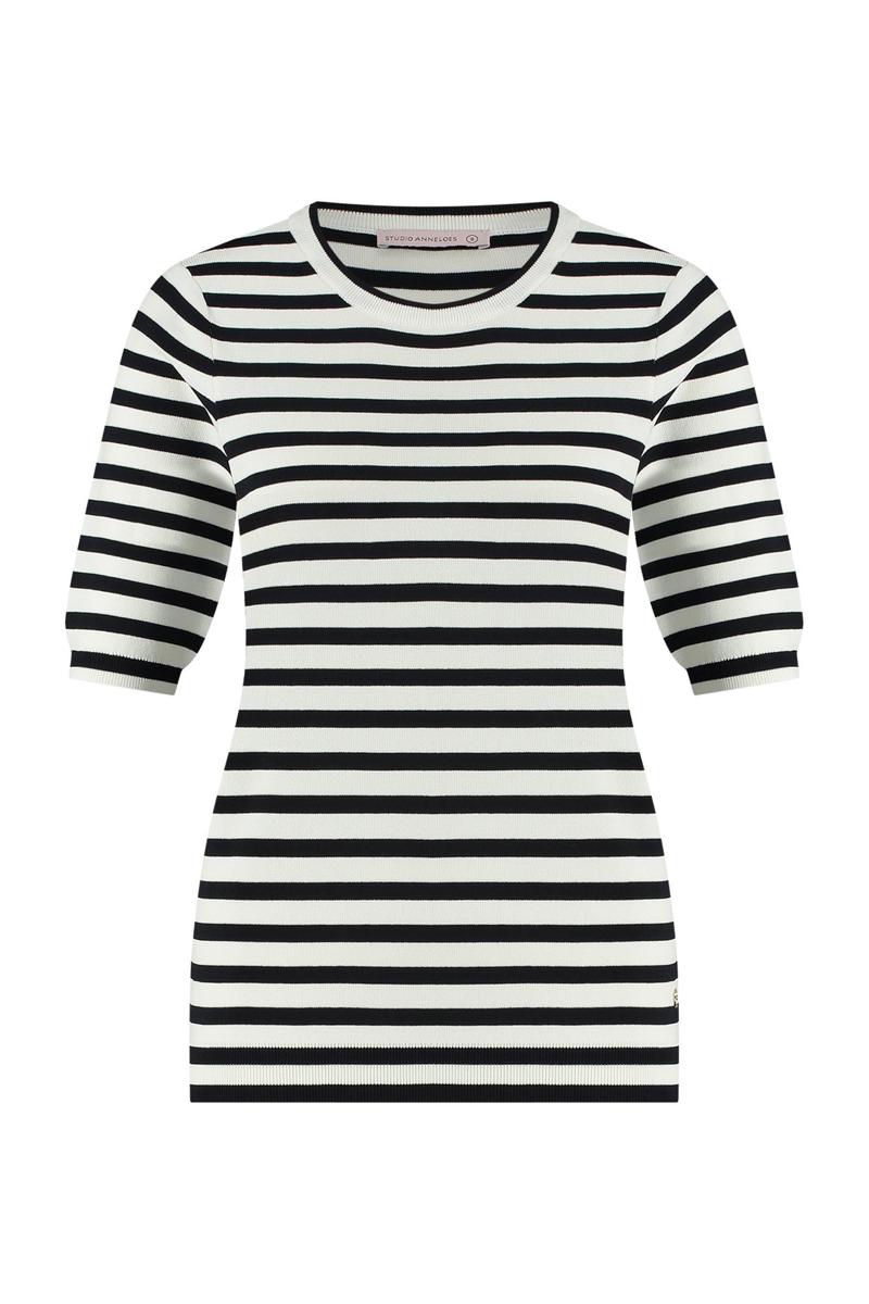 Studio Anneloes Studio Anneloes Trui Luna stripe short Off-White 2