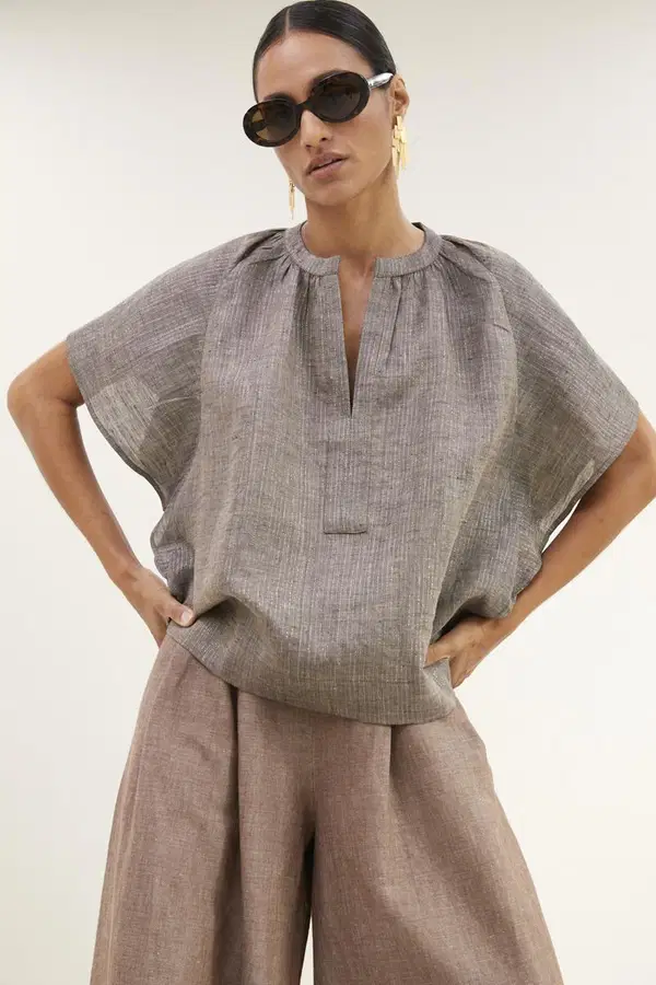 By-Bar Blouse Vina Lurex Bruin 1