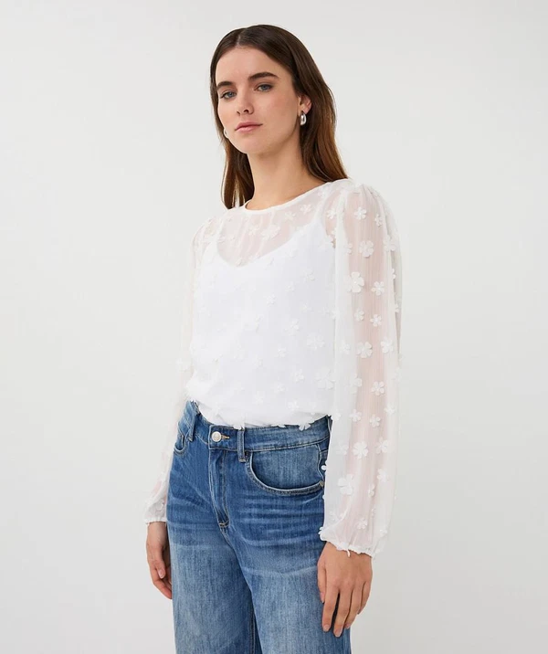 EsQualo Blouse SP26.14009 Off-White 1