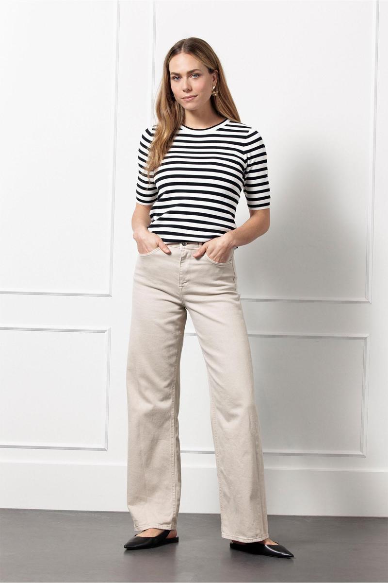 Studio Anneloes Studio Anneloes Trui Luna stripe short Off-White 4