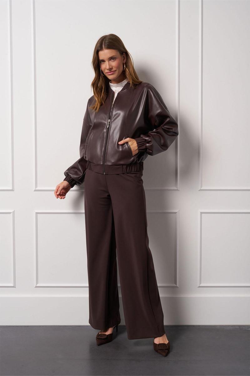 Studio Anneloes Blazer Mayte faux leathe Bruin 4