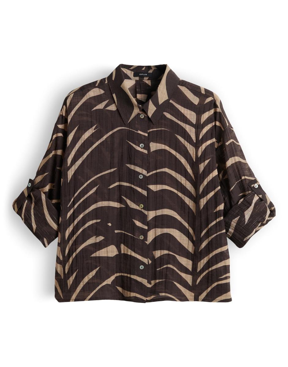 OPUS Blouse Fadena Leaves Bruin 2