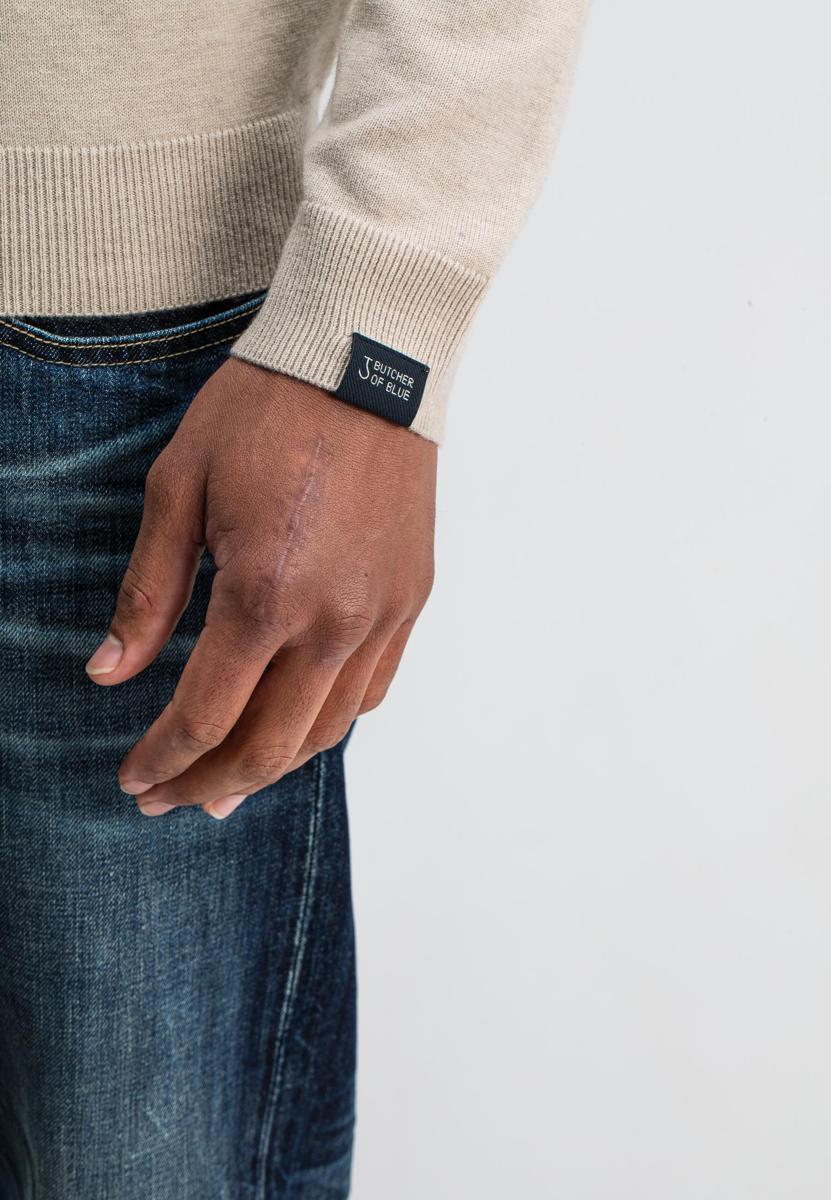 Butcher of Blue Trui Clifden Halfzip Beige 6