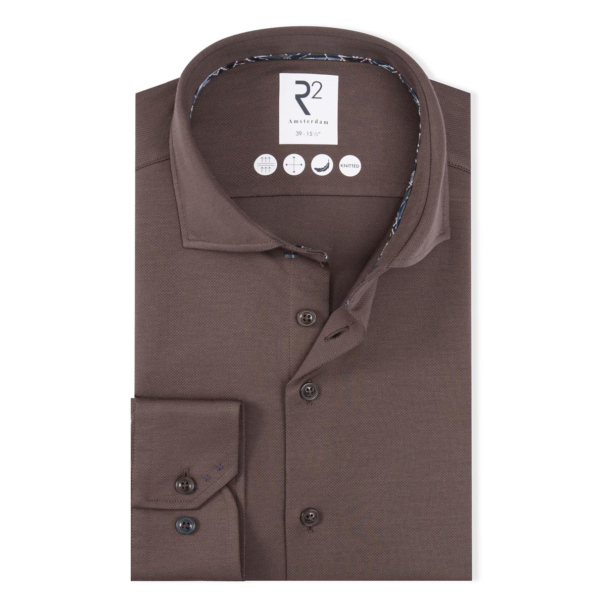 R2 Amsterdam Overhemd 130.WSP.004 Bruin 1