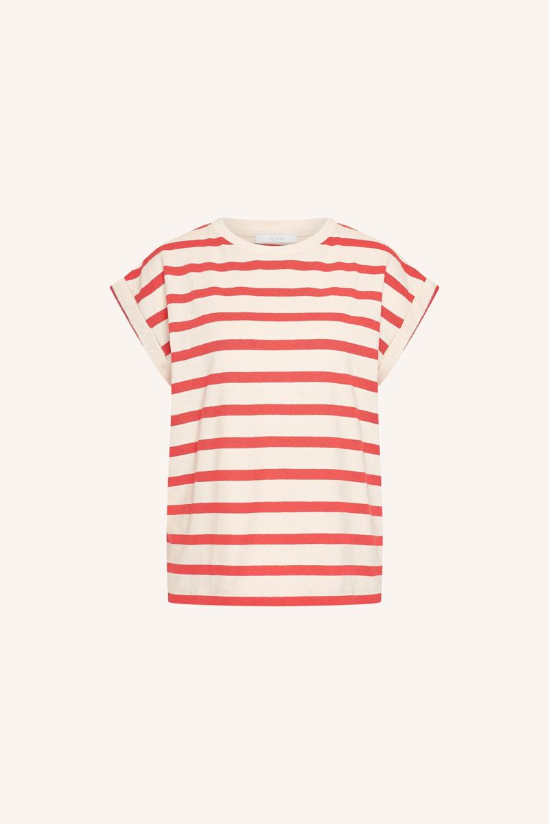 By-Bar T-Shirt Tobi Stripe Top Rood 4