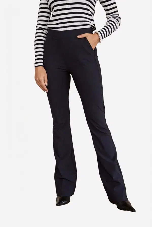 Studio Anneloes Pantalon Flair LONG bonded Zwart 1
