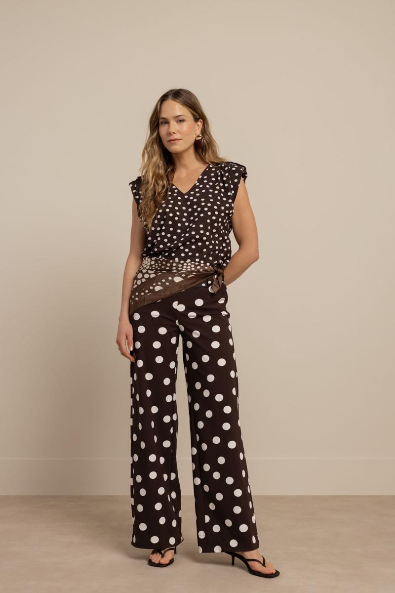 Studio Anneloes Blouse Leone dot vneck t Bruin 5