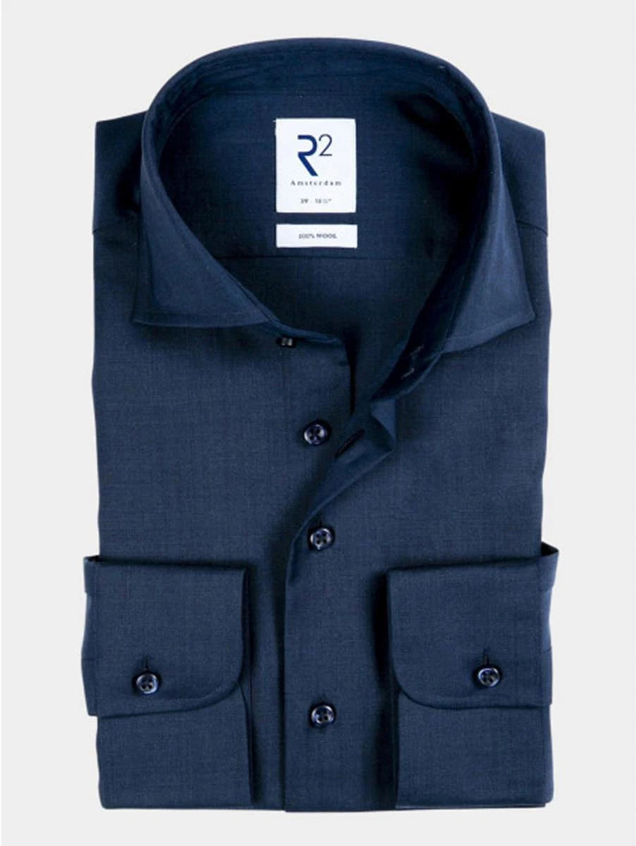 R2 Amsterdam R2 Overhemd NOS.WOOL.002/010 Blauw 3
