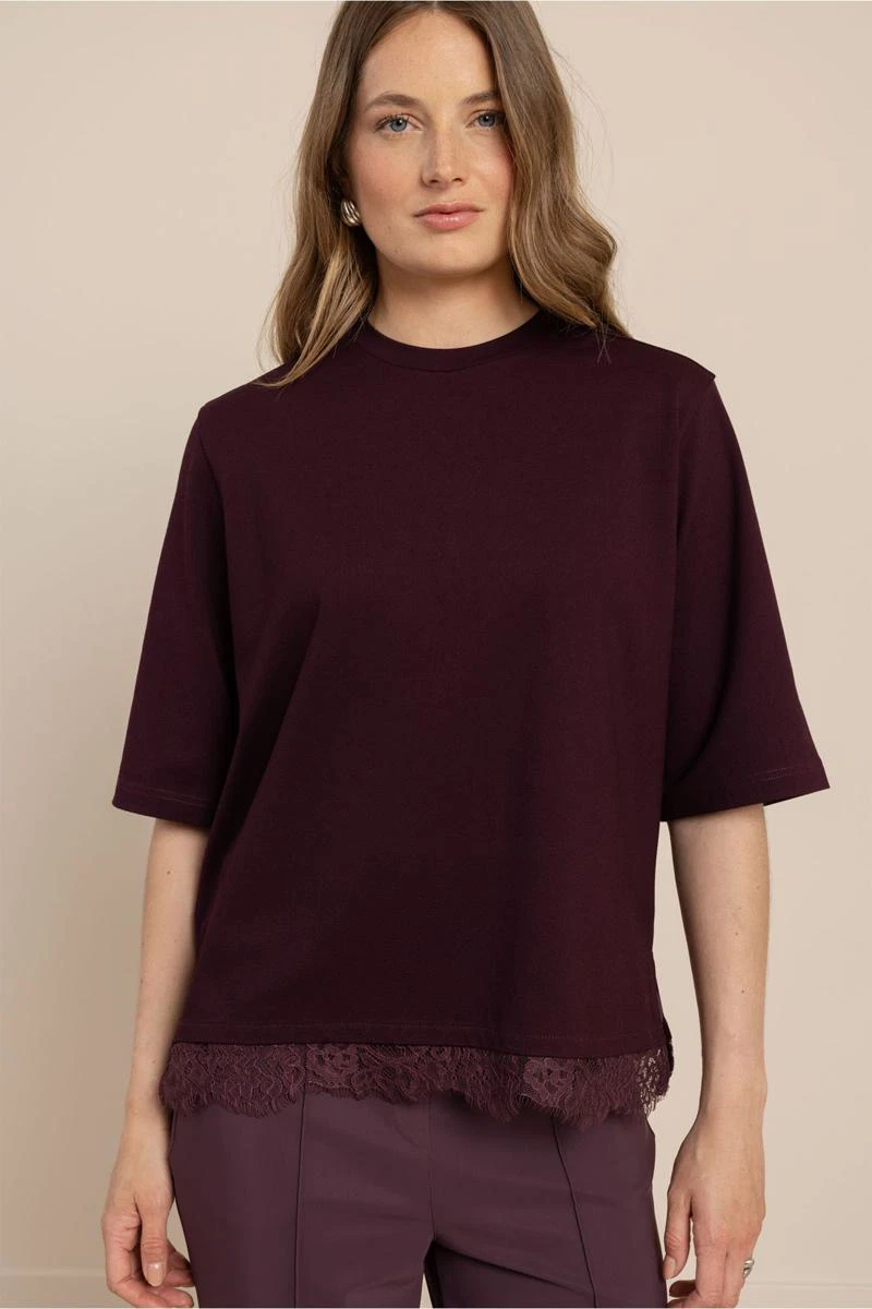 Studio Anneloes T-Shirt Fiore lace tee Paars 3