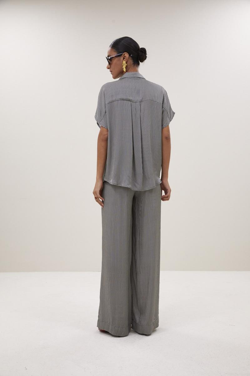 By-Bar Pantalon Benji Silky Stripe Zwart 3